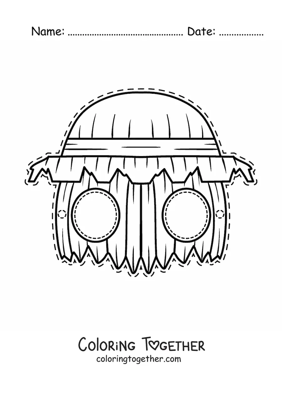 Coloring page of a monster Halloween mask
