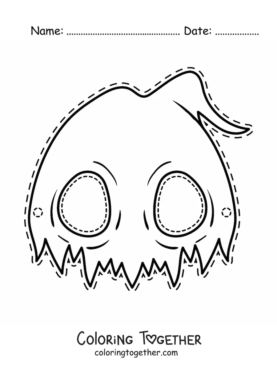 Coloring page of a ghost Halloween mask