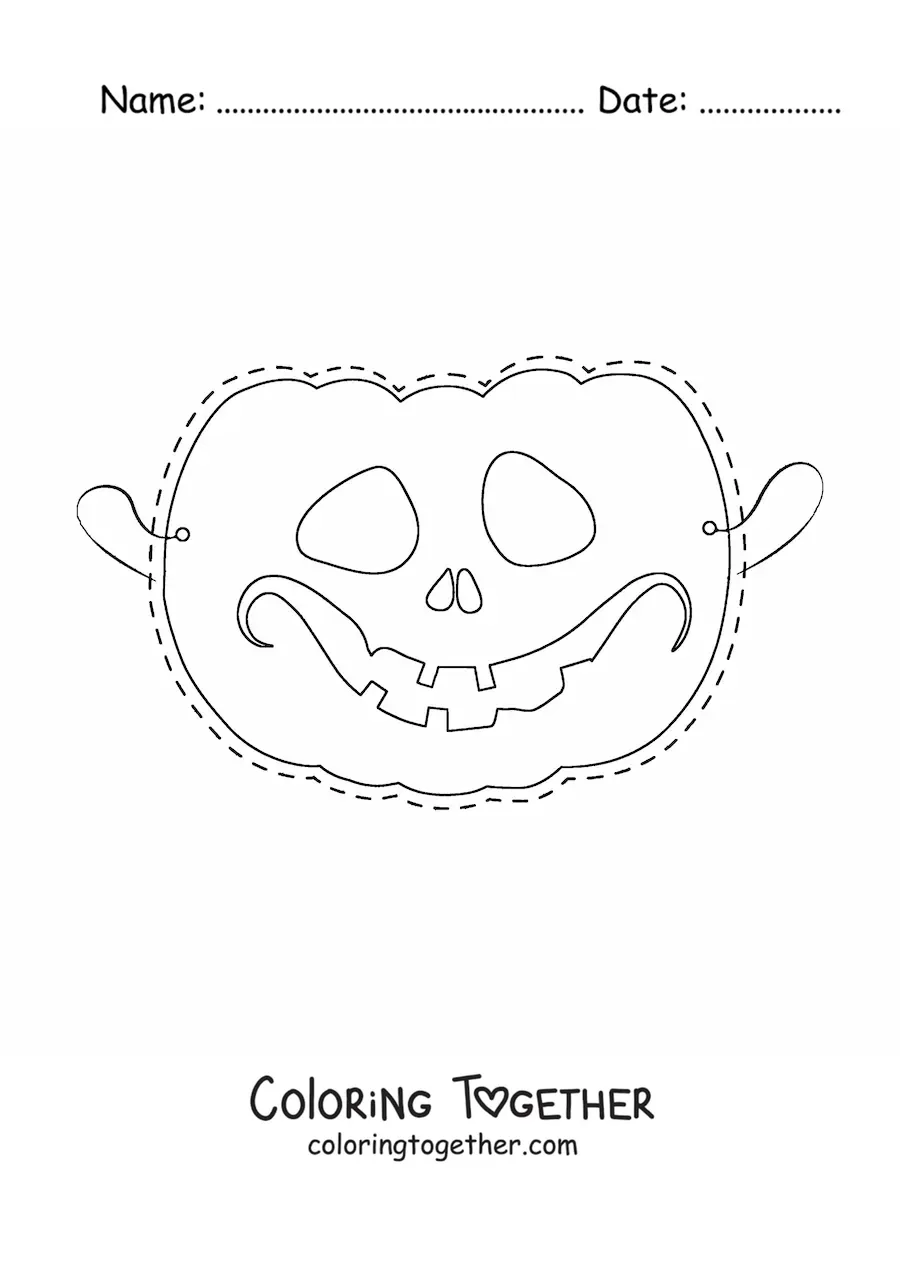 Coloring page of a pumpkin Halloween mask