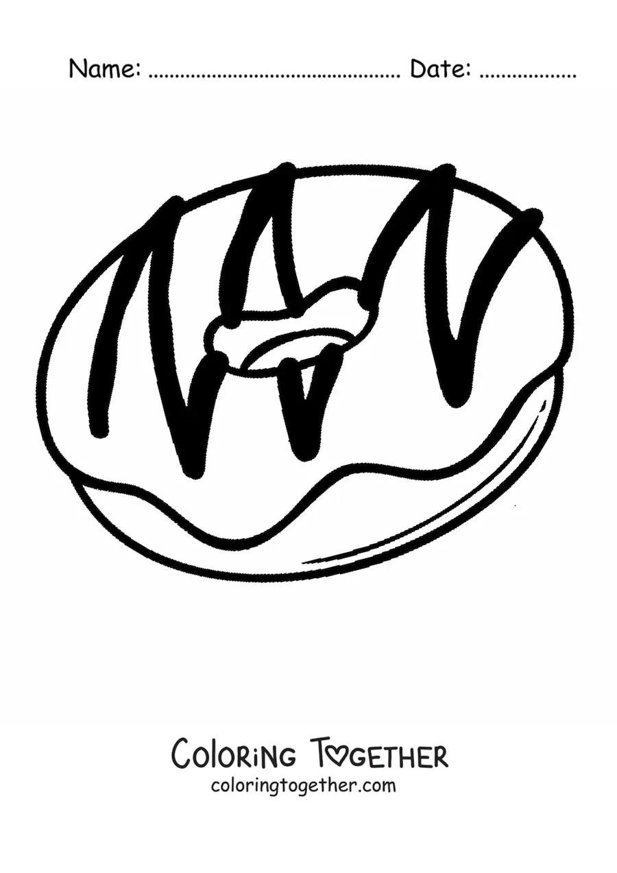 Coloring page of a glazed donut