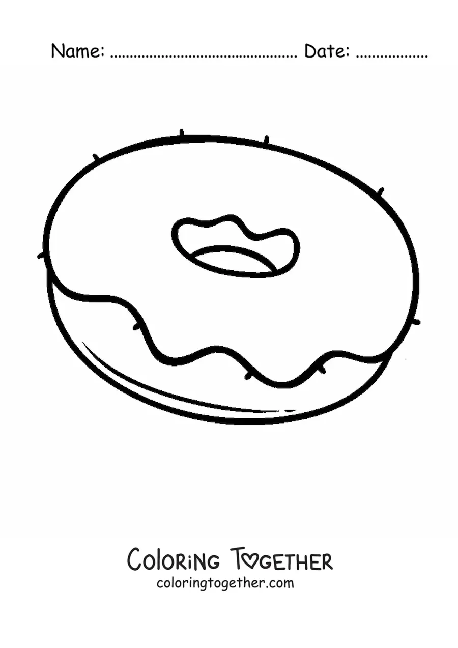 Coloring page of a donut with frosting