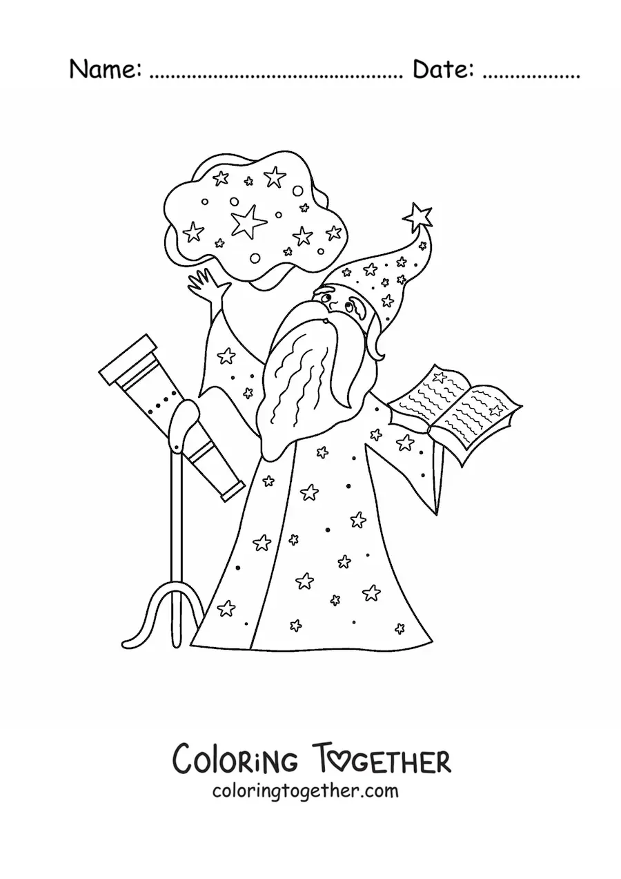 Coloring page of Merlin the sorcerer
