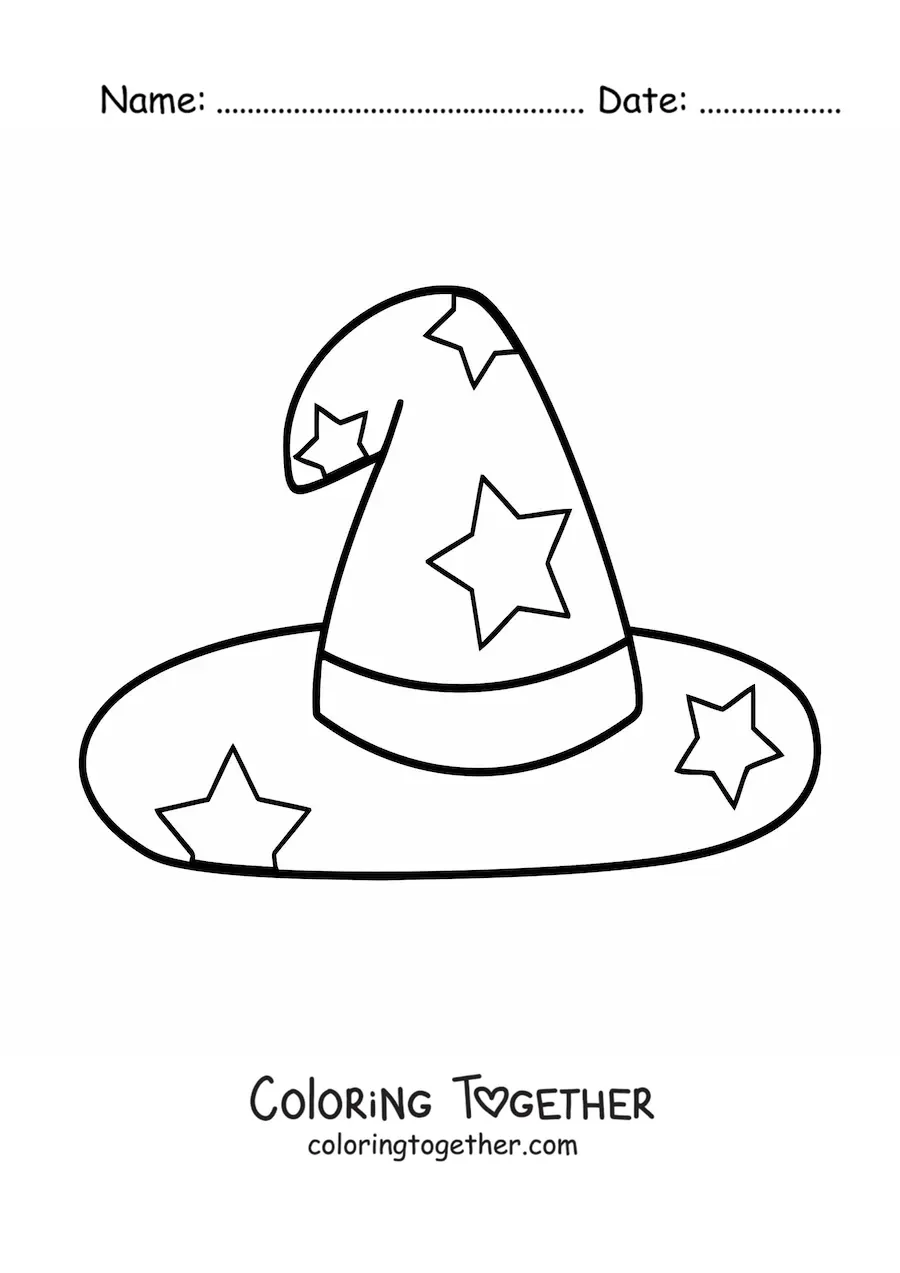 Coloring page of a sorcerer hat