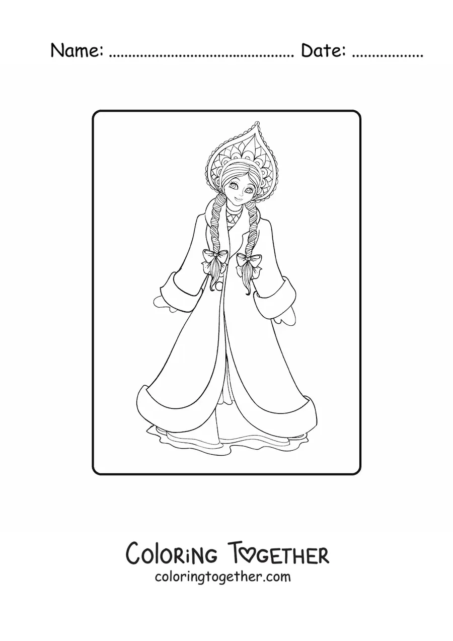 Coloring page of a Chinese princess