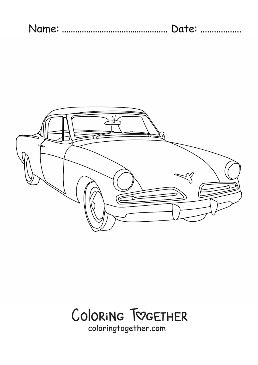 Coloring page of a 1954 Studebaker Commander Starlight coupe