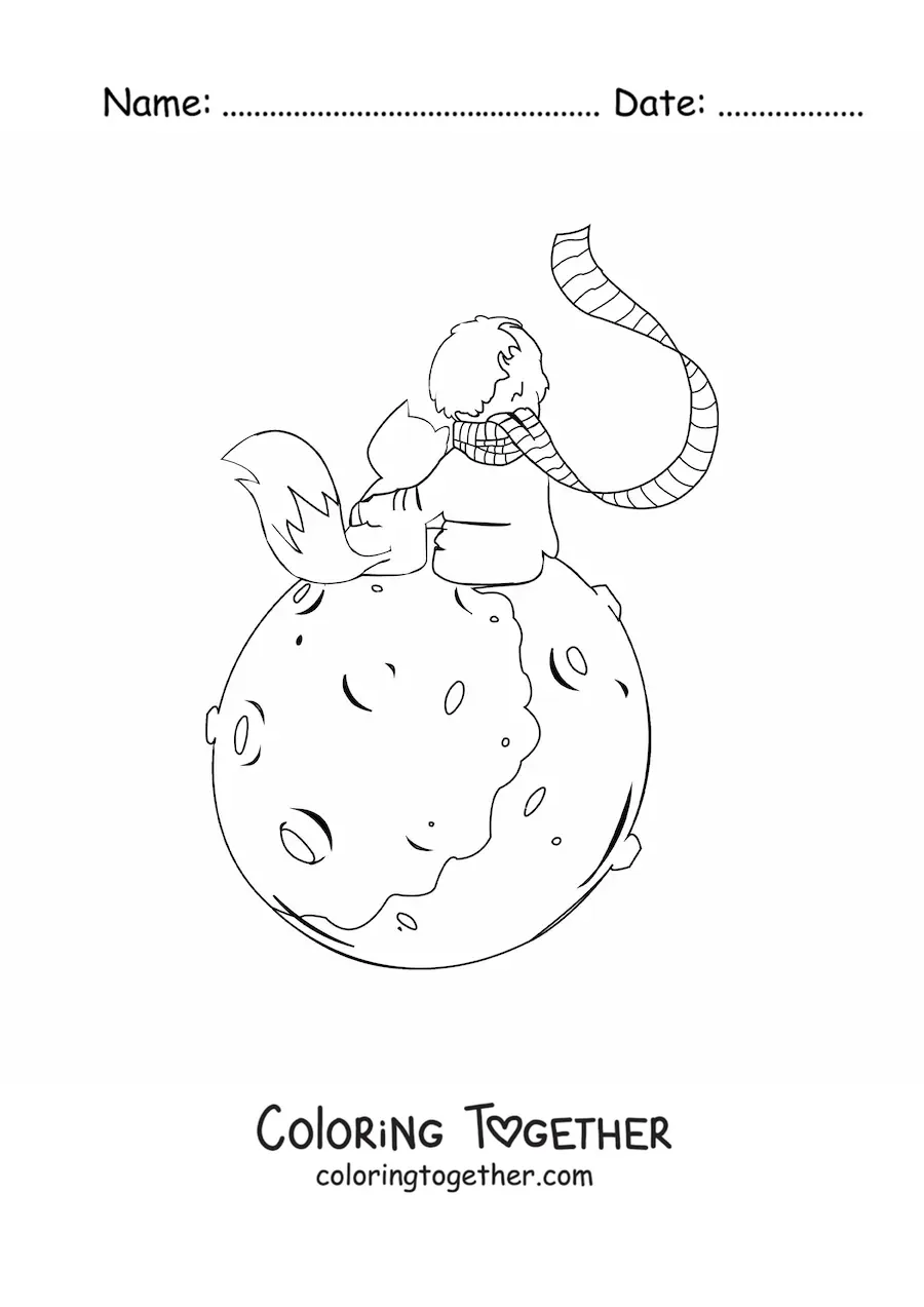 Coloring page of the Little Prince and the fox