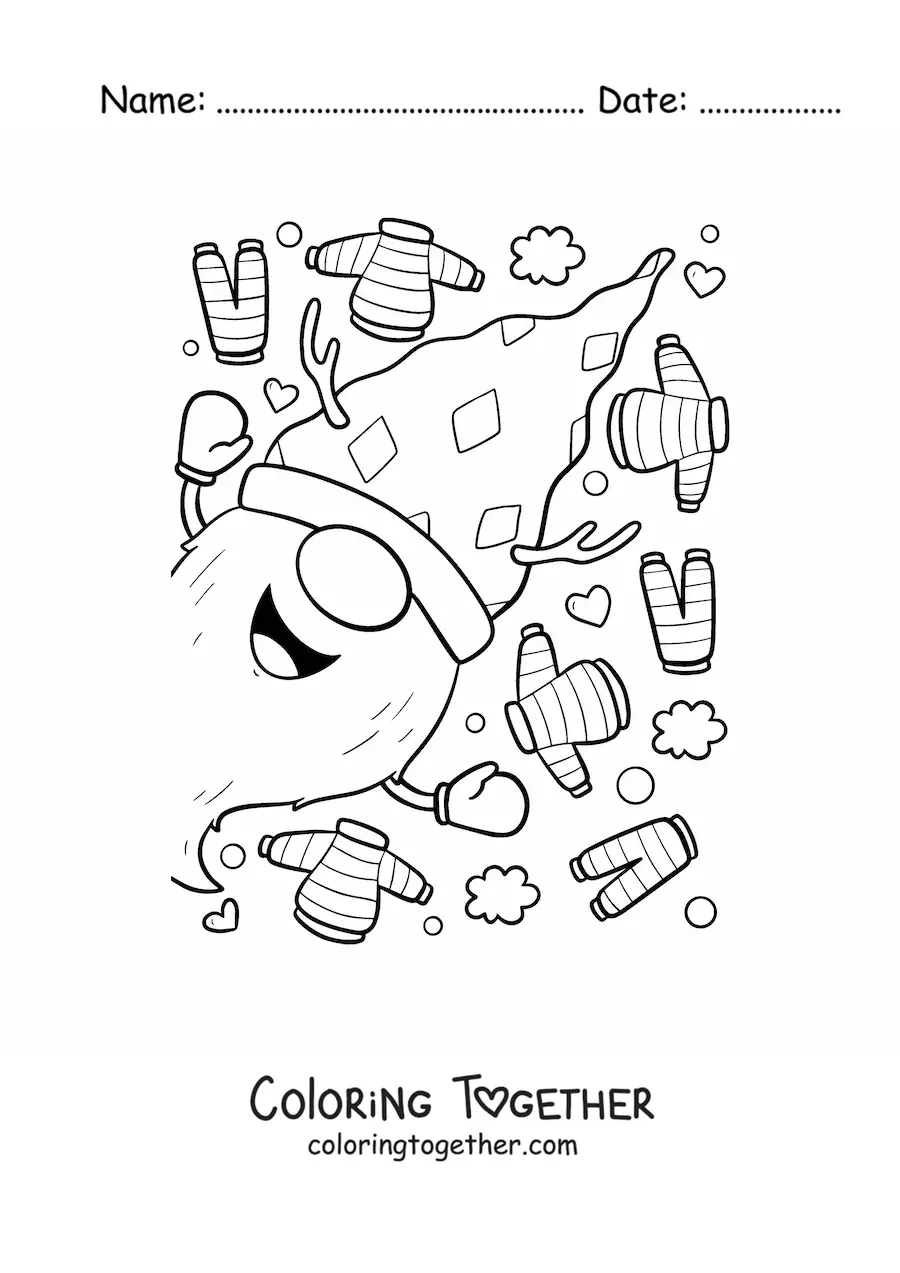 Coloring page of a Christmas gnome with sweaters