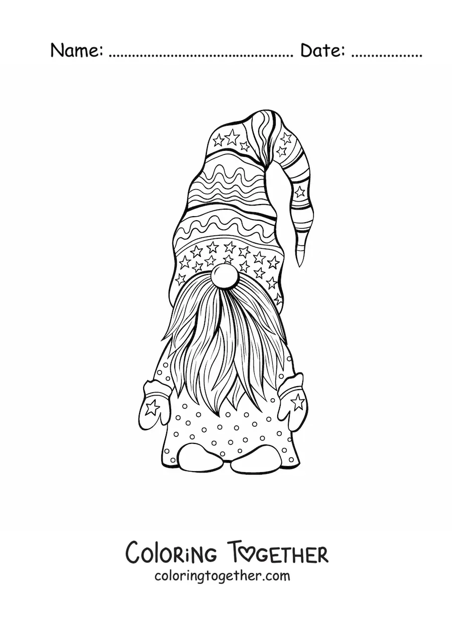 Coloring page of an animated magic gnome
