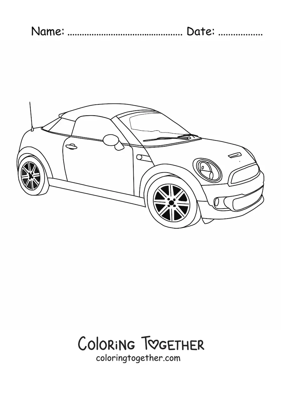Coloring page of a Mini Cooper coupe
