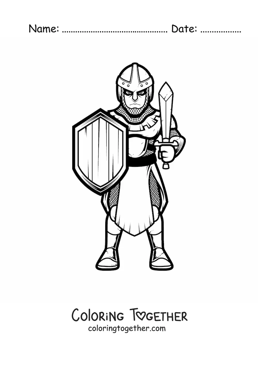 Coloring page of a dark knight
