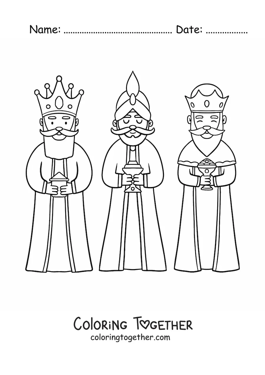 Coloring page of the animated three wise men