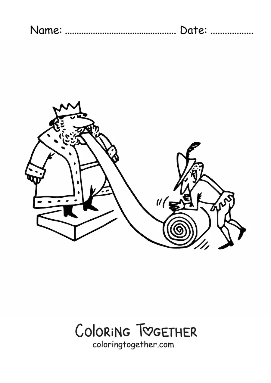 Coloring page of a cartoon of a king