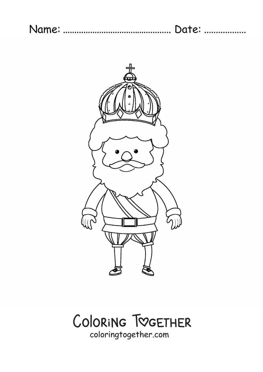 Coloring page of an animated king