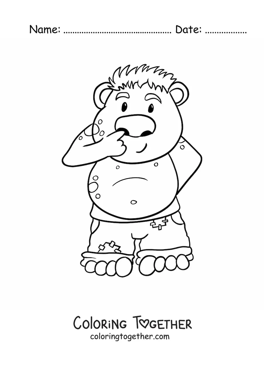 Coloring page of a funny cartoon troll