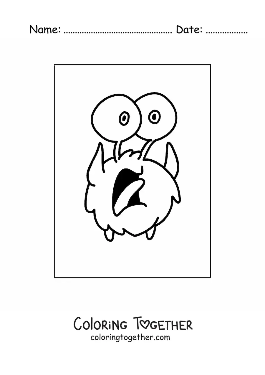 Coloring page of a scared alien