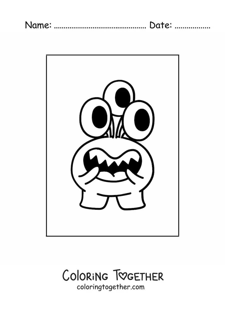 Coloring page of a happy alien