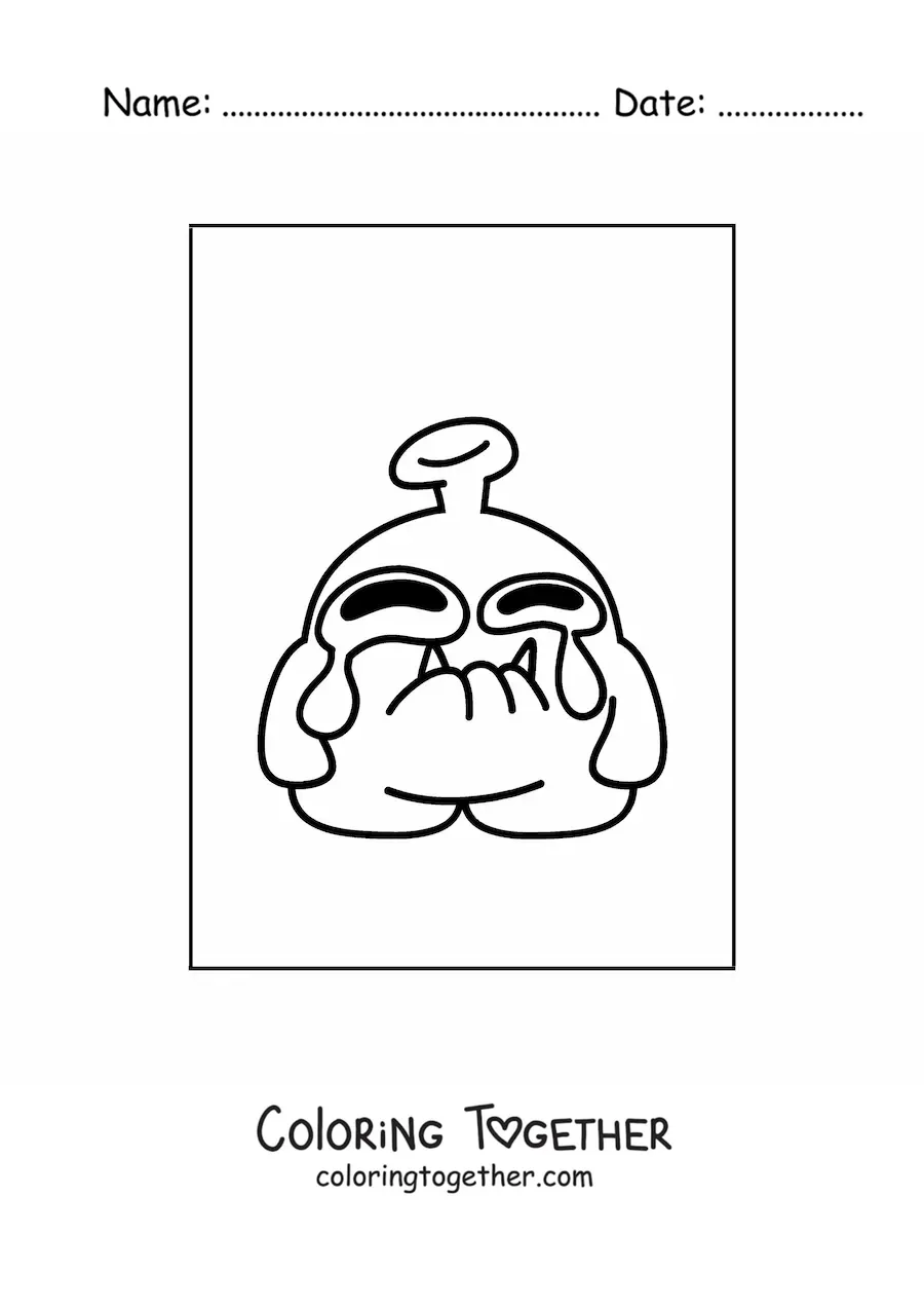 Coloring page of a sad alien