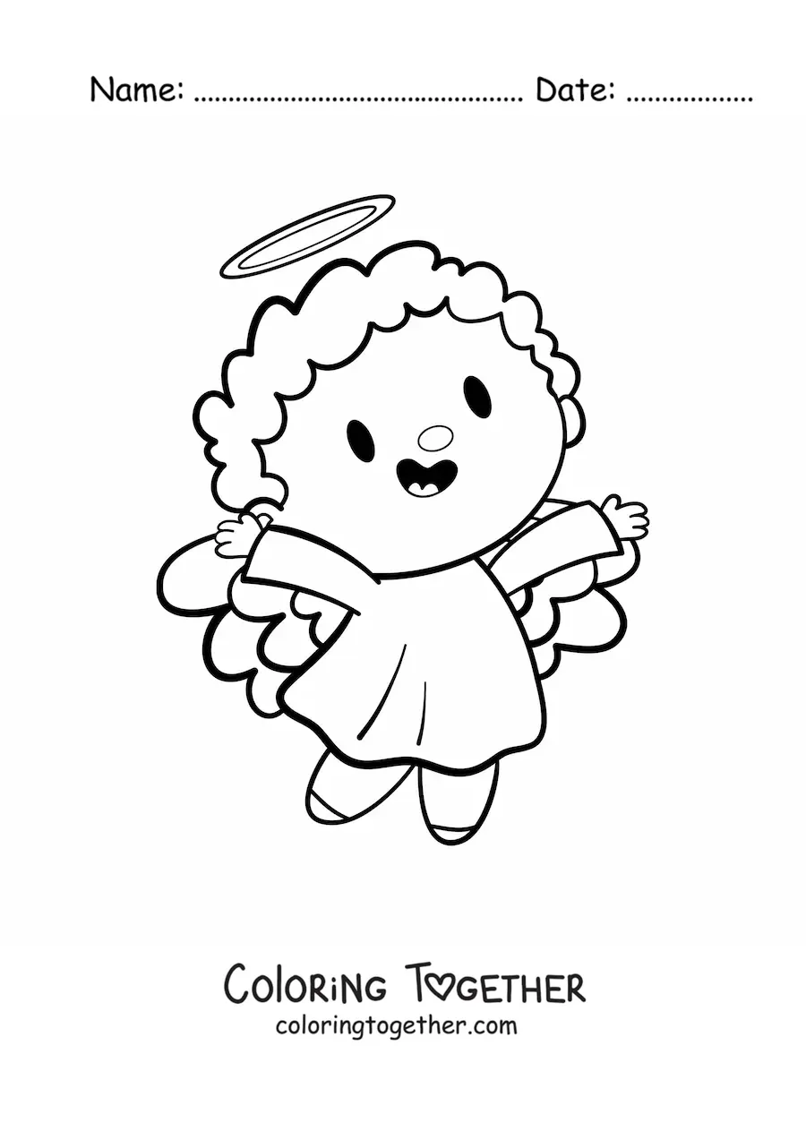 Coloring page of a kawaii angel