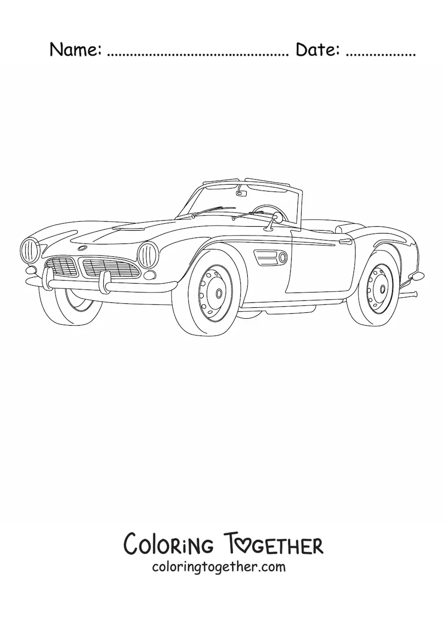 Coloring page of a BMW 507 Roadster