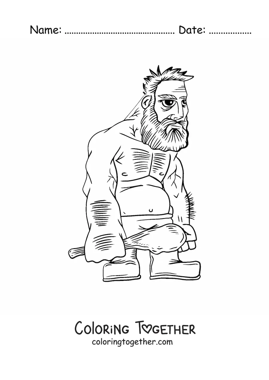 Coloring page of a cartoon of a giant