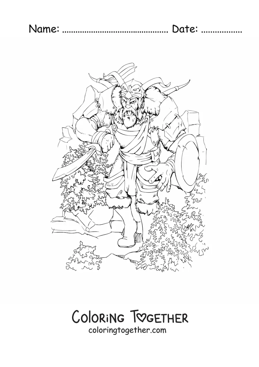 Coloring page of a realistic giant