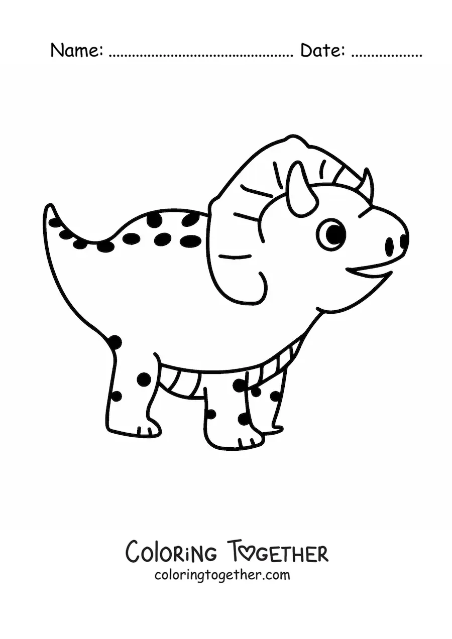 Coloring page of a big triceratops in side view