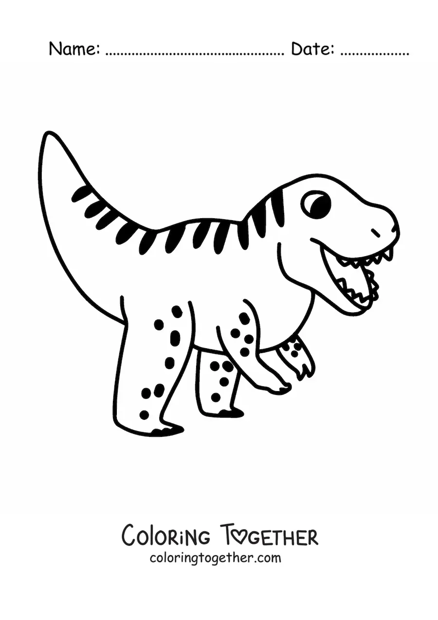 Coloring page of a big baby tyrannosaurus rex