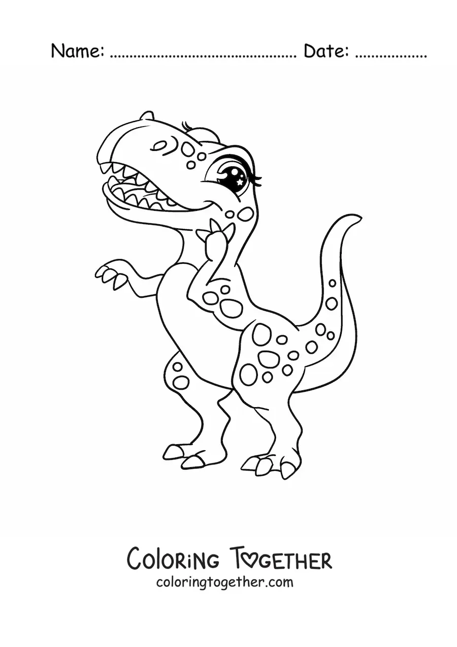Coloring page of a female tyrannosaurus rex