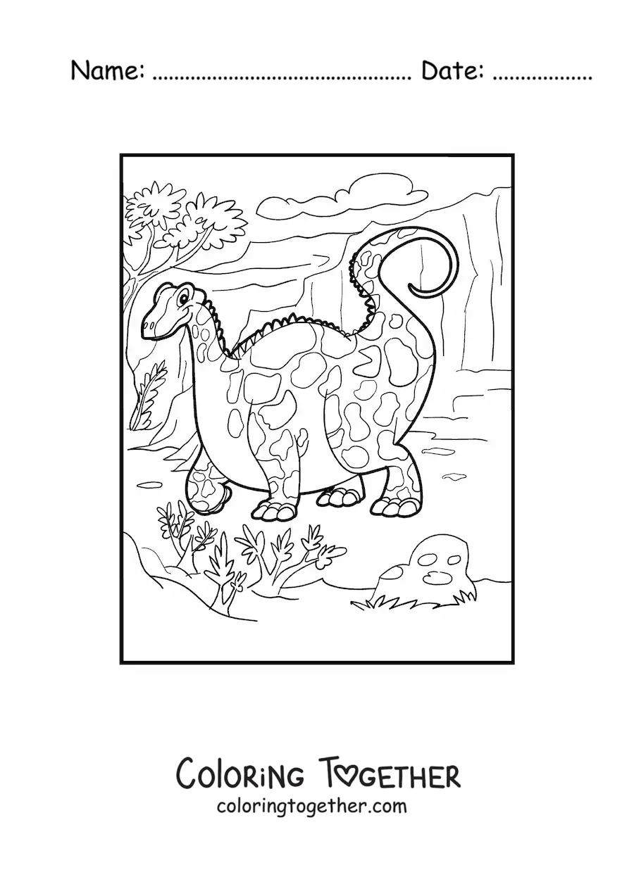 Coloring page of a giant land dinosaur