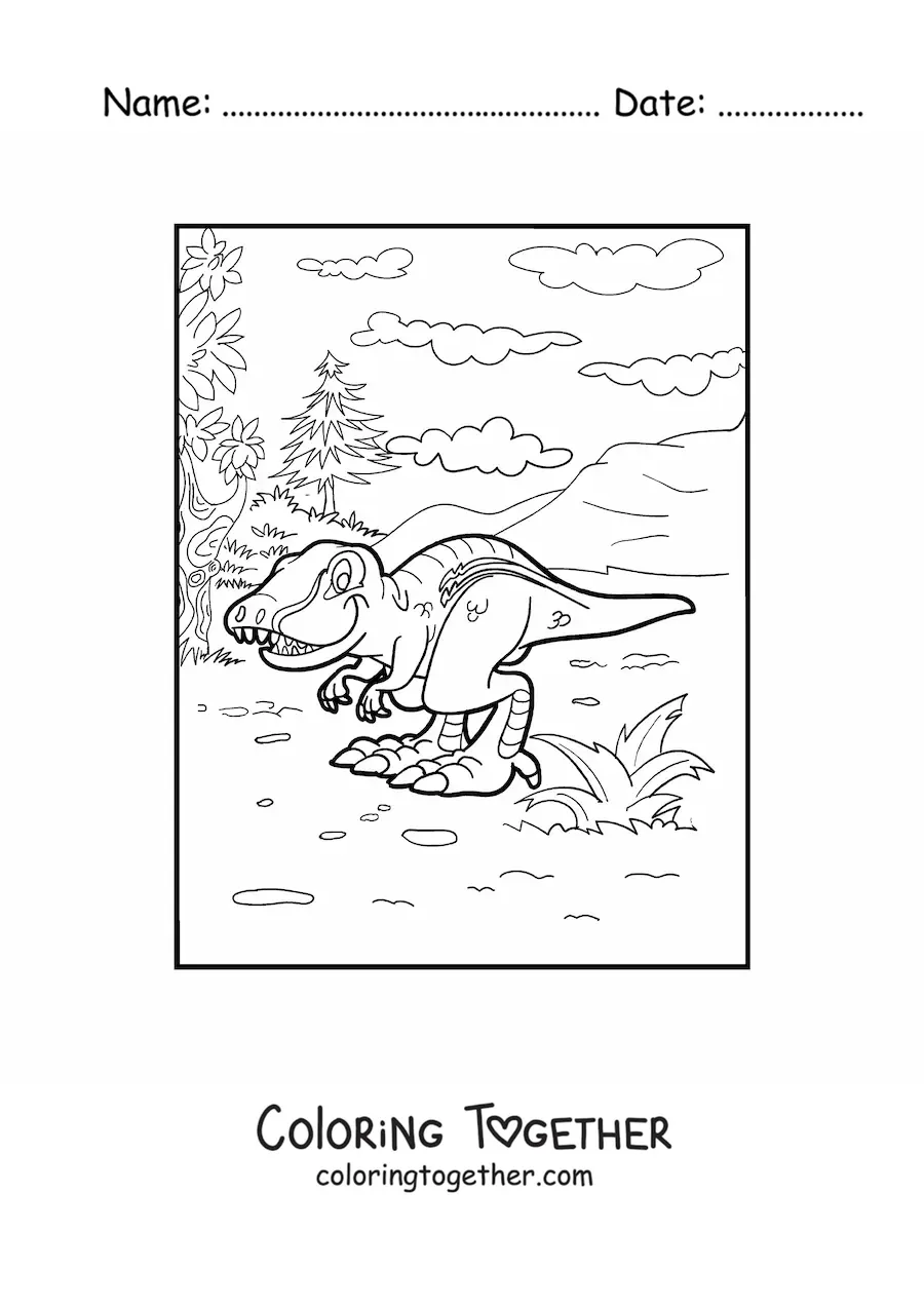 Coloring page of a land dinosaur with big feet