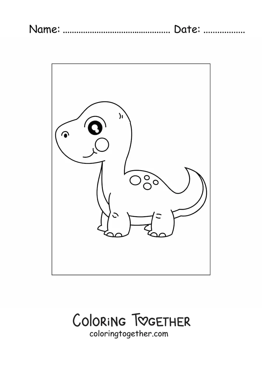 Coloring page of a big tender baby dinosaur