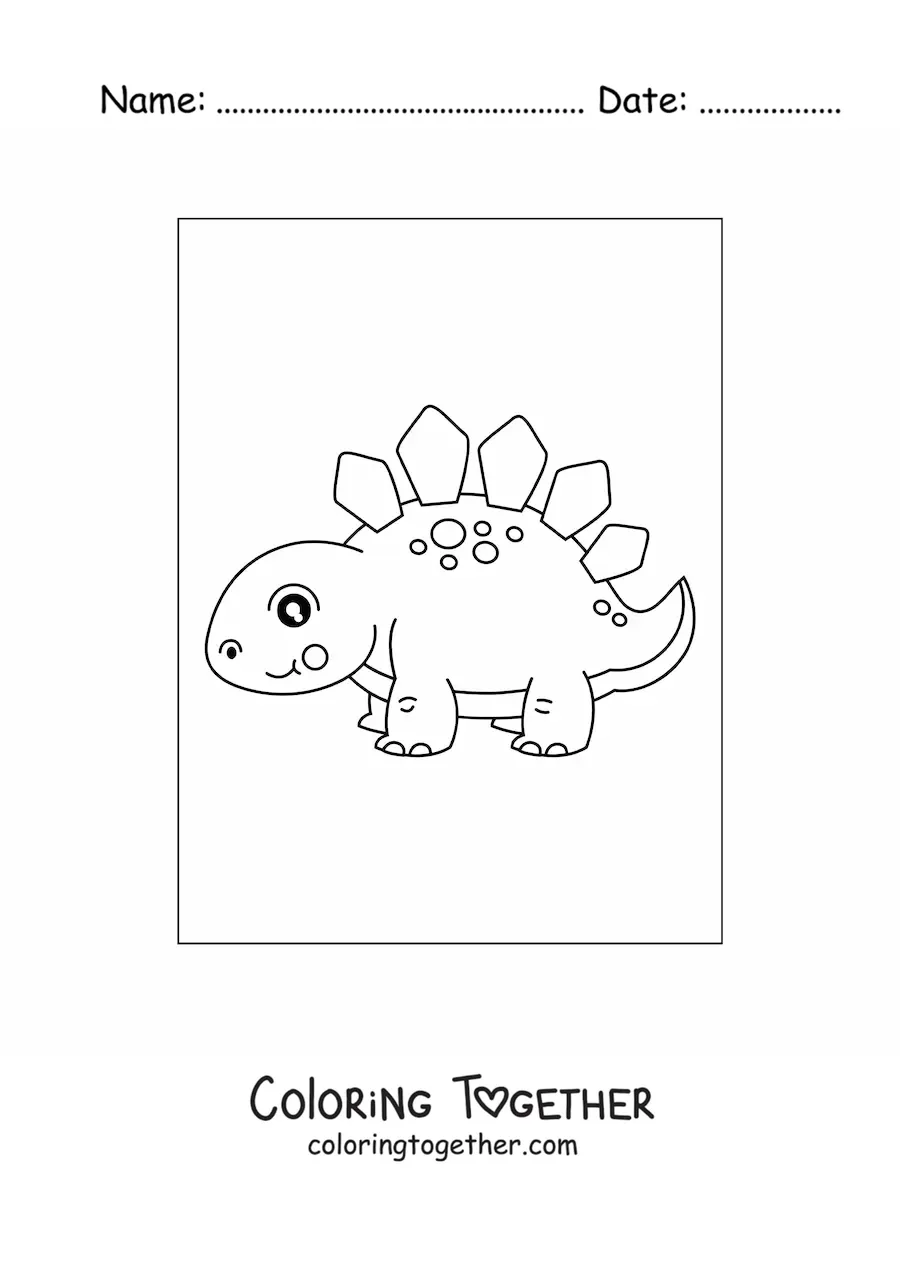 Coloring page of a simple tender baby dinosaur