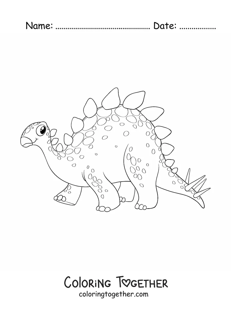 Coloring page of a large cute herbivorous dinosaur