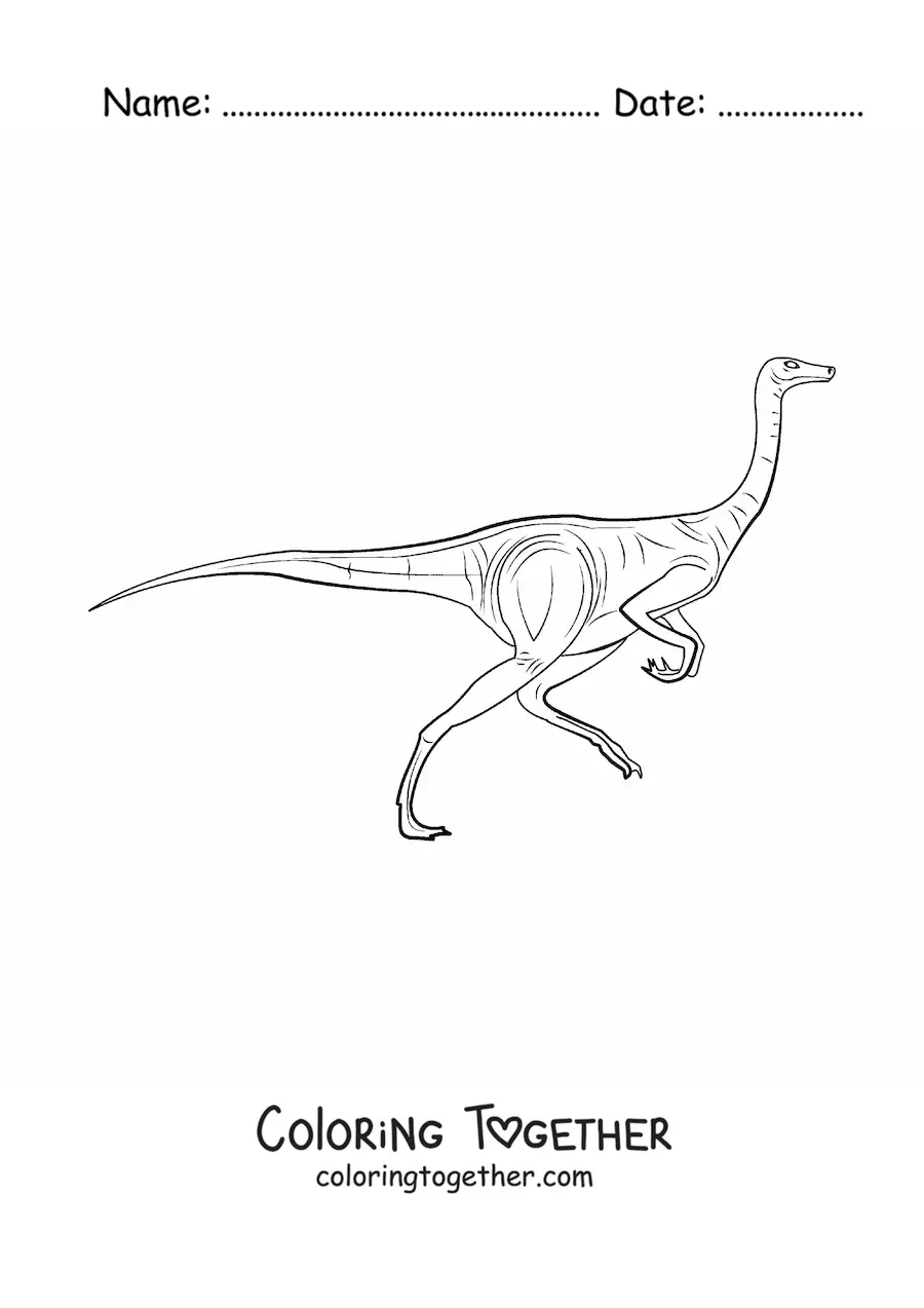 Coloring page of a herbivorous dinosaur running