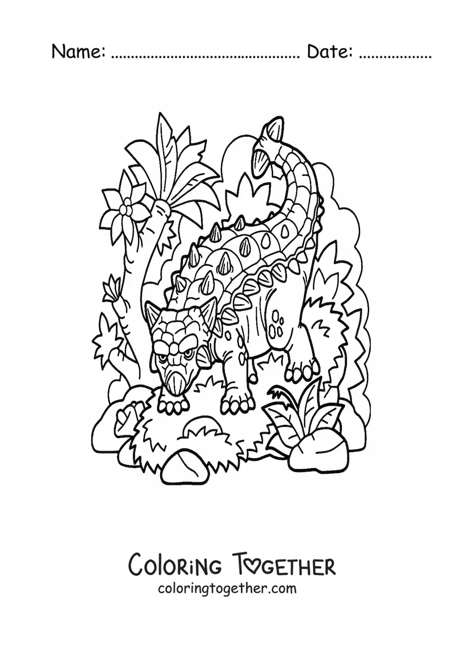Coloring page of a dangerous herbivorous dinosaur