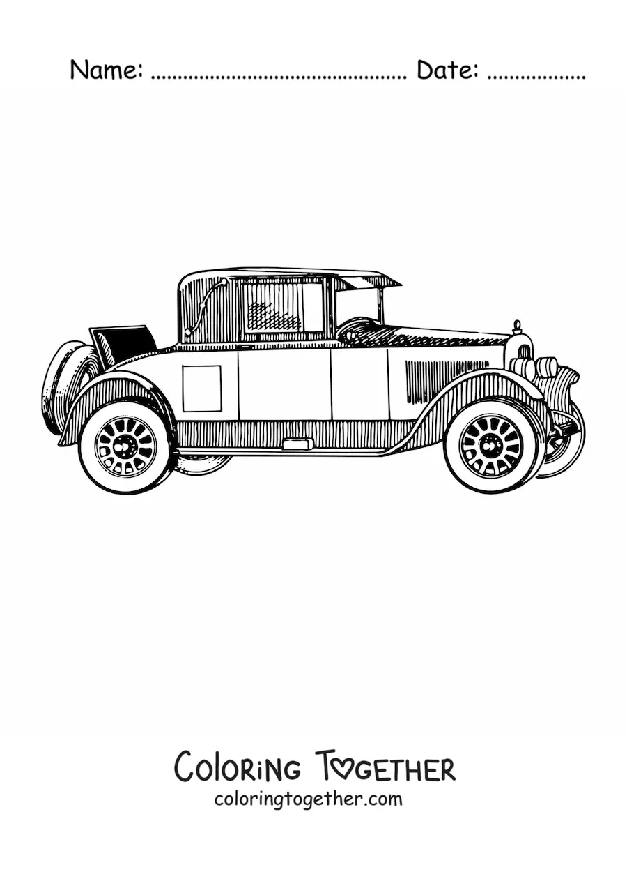 Coloring page of a vintage car