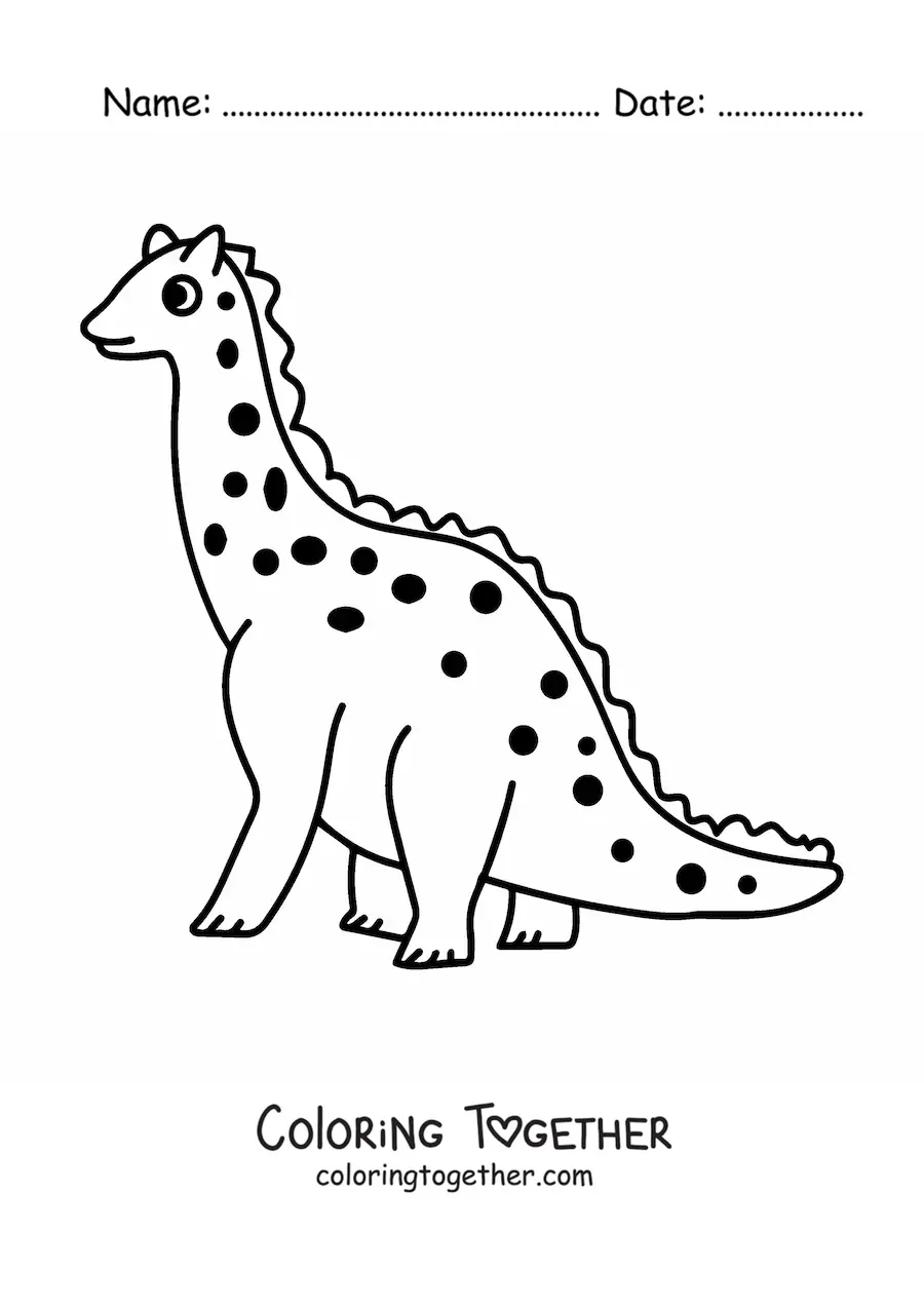 Coloring page of a large cute long-necked dinosaur