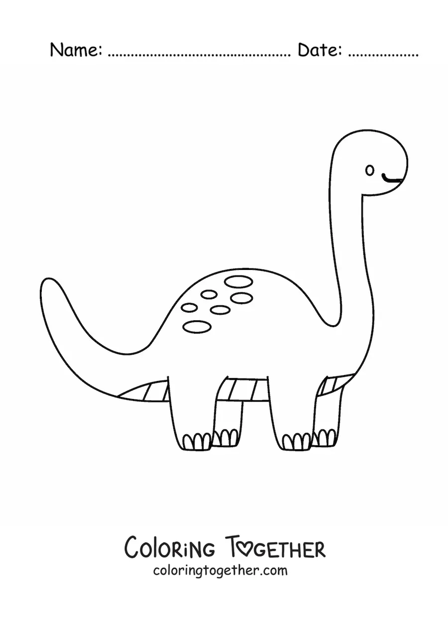 Coloring page of an animated long-necked dinosaur