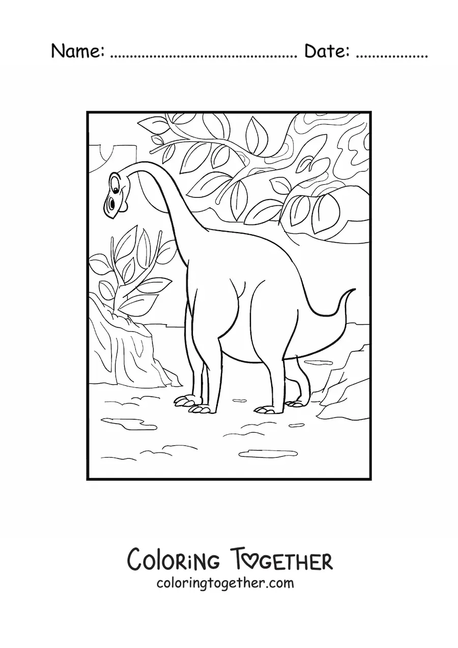 Coloring page of a giant long-necked dinosaur