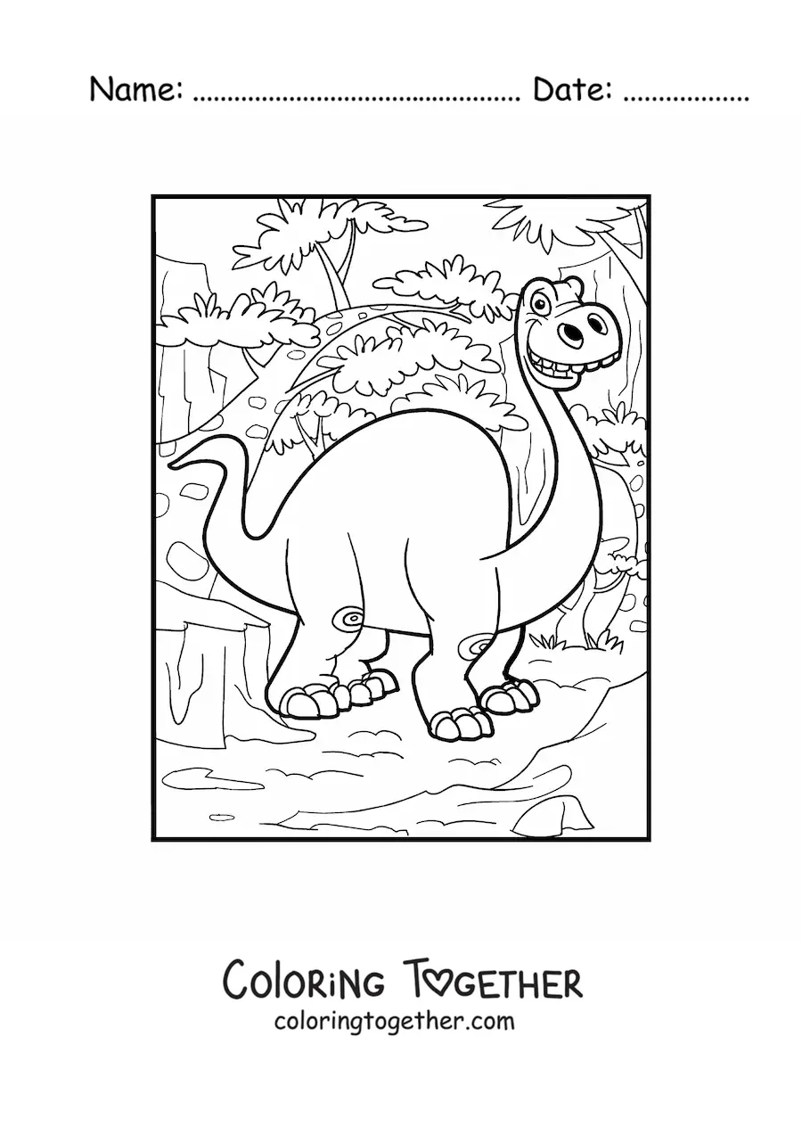 Coloring page of a very large long-necked dinosaur