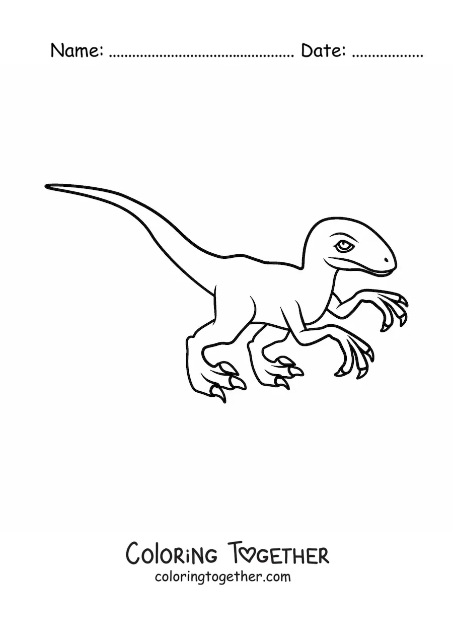Coloring page of an easy velociraptor