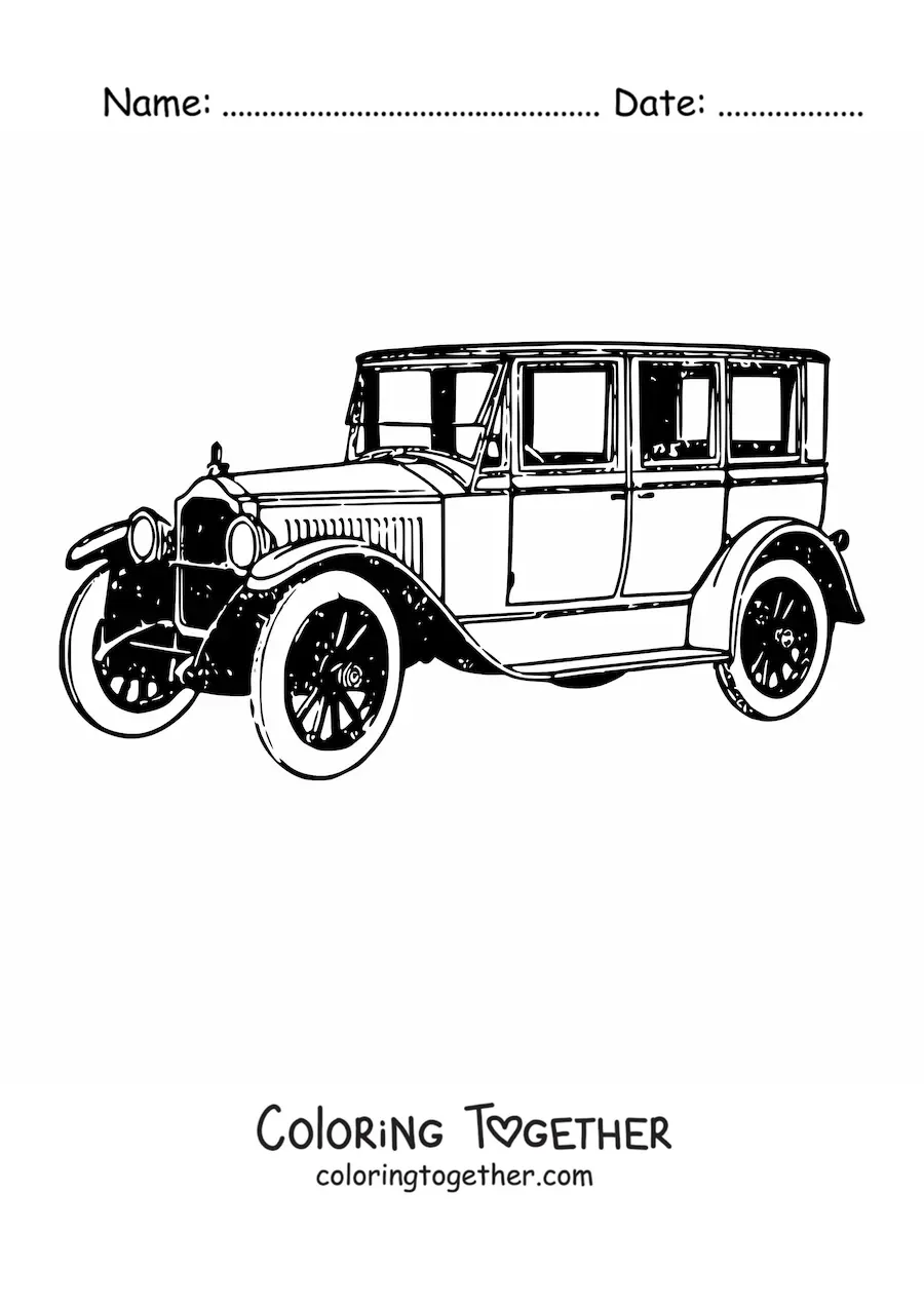 Coloring page of a vintage car