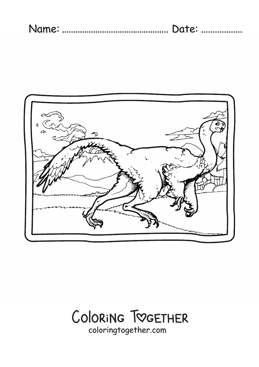 Coloring page of a realistic carnivorous khaan