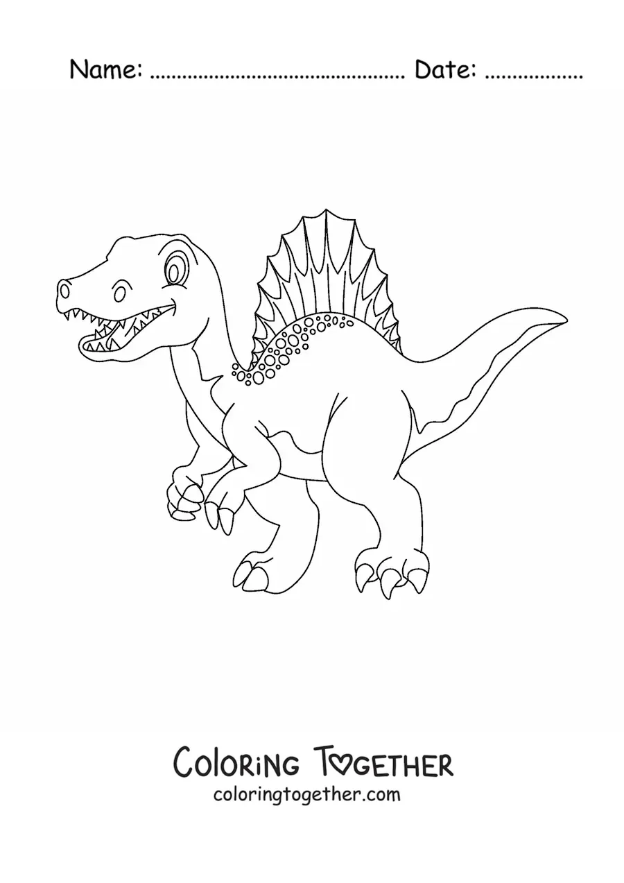 Coloring page of a large animated carnivorous dinosaur