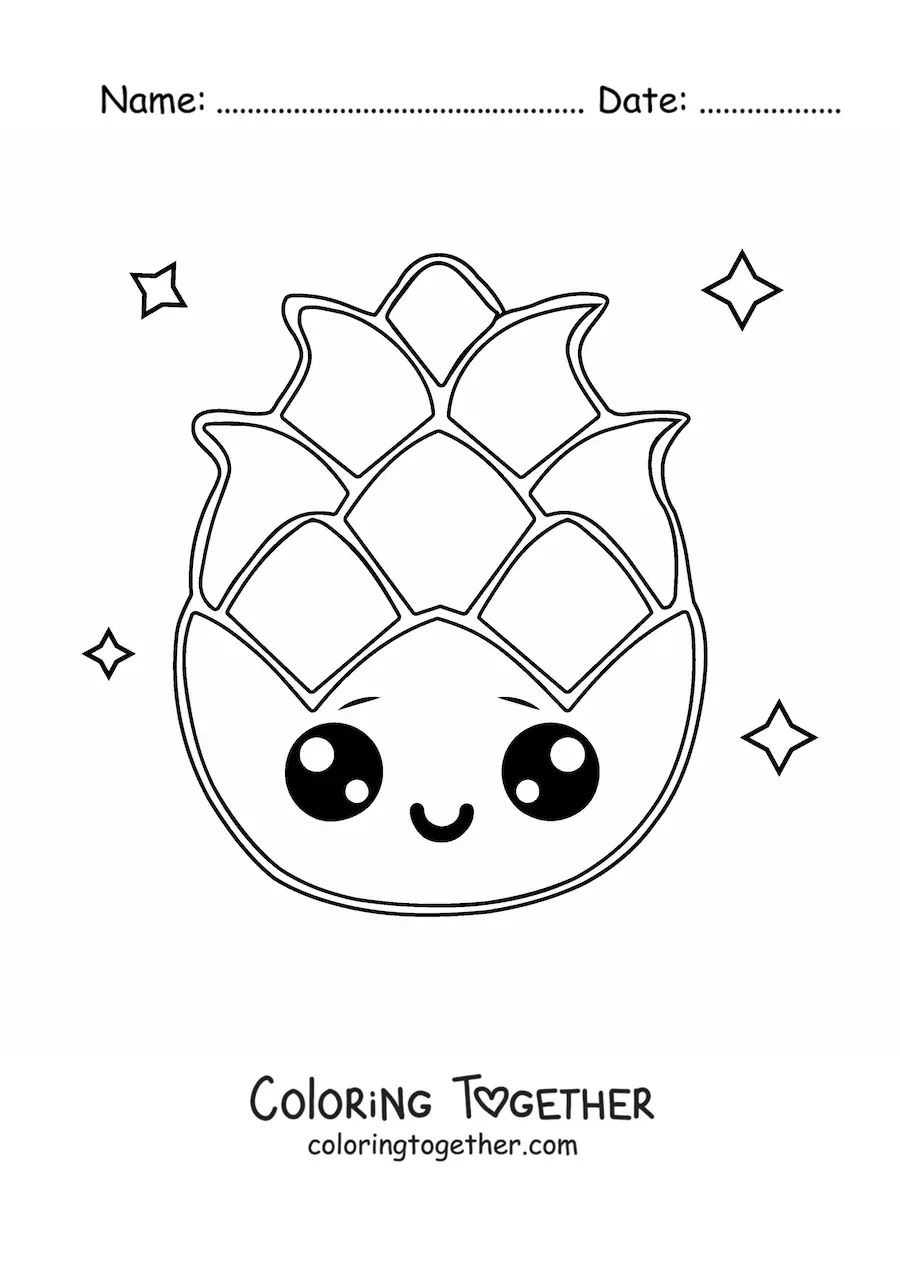 Coloring page of a large kawaii dragon fruit