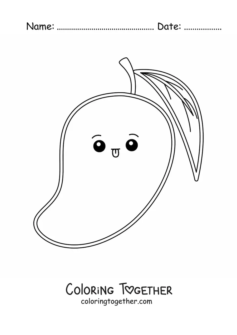 Coloring page of an easy kawaii mango