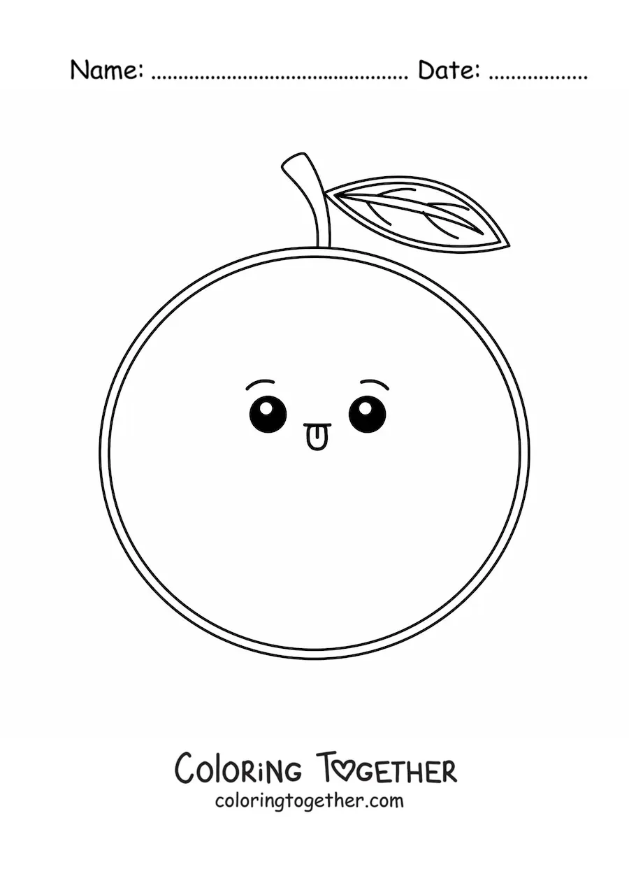 Coloring page of an easy kawaii orange