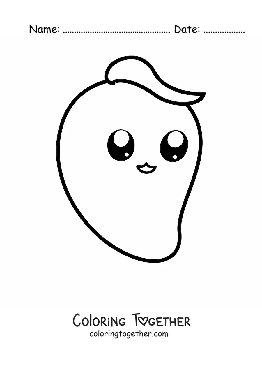 Coloring page of a kawaii mango