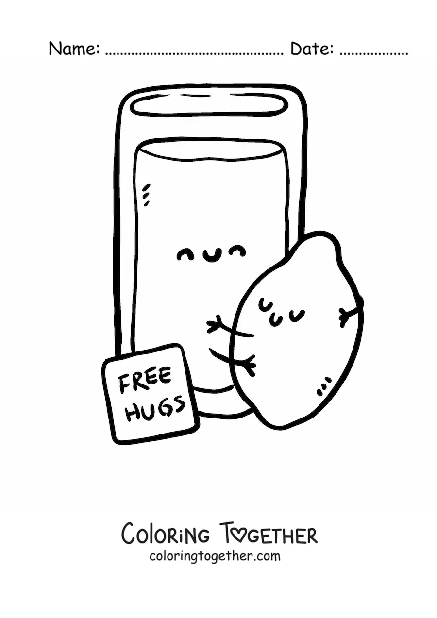Coloring page of kawaii lemonade