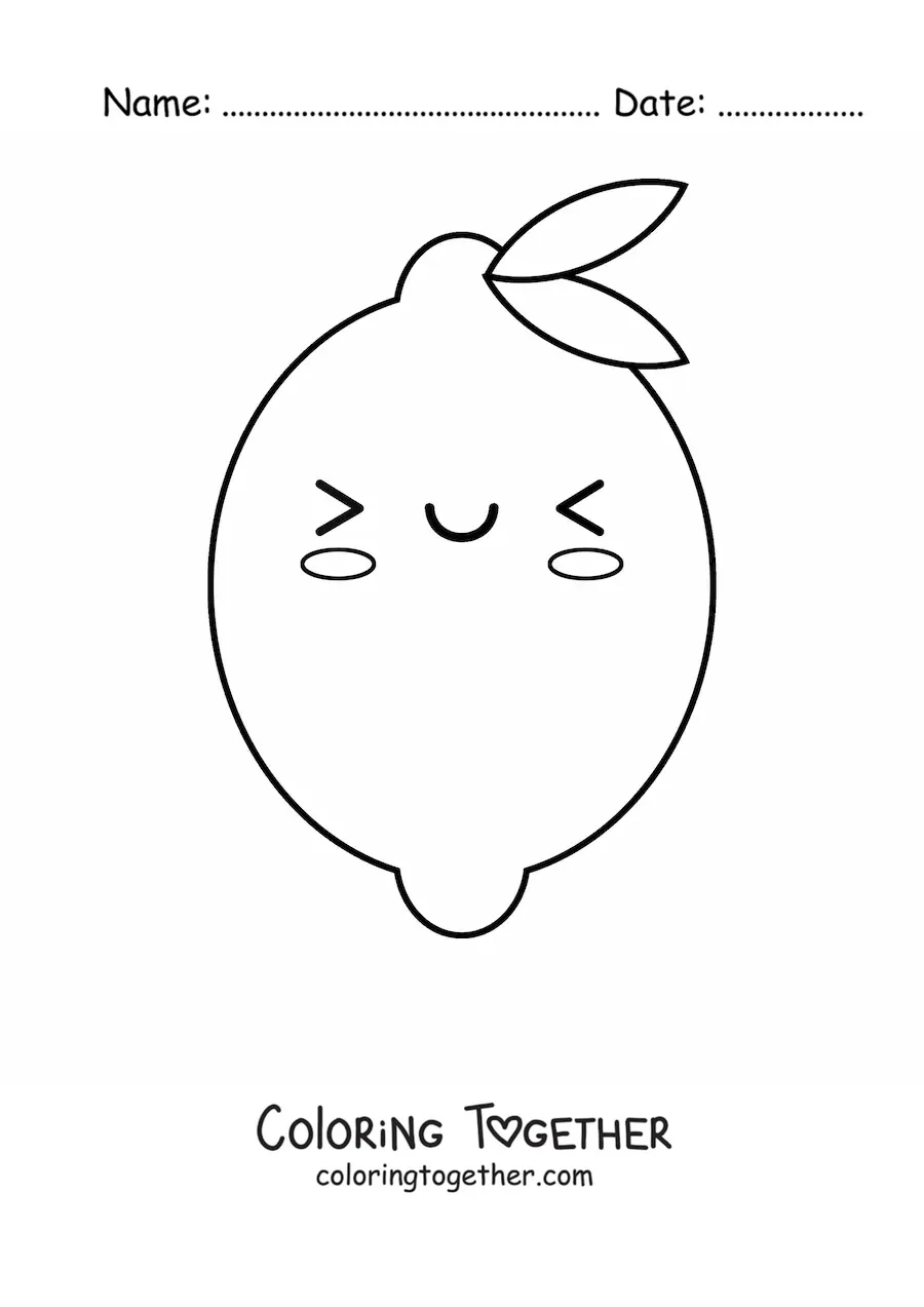Coloring page of a kawaii lemon